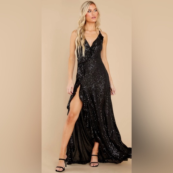 RED DRESS black sequins maxi dress. Never worn. - Picture 1 of 3